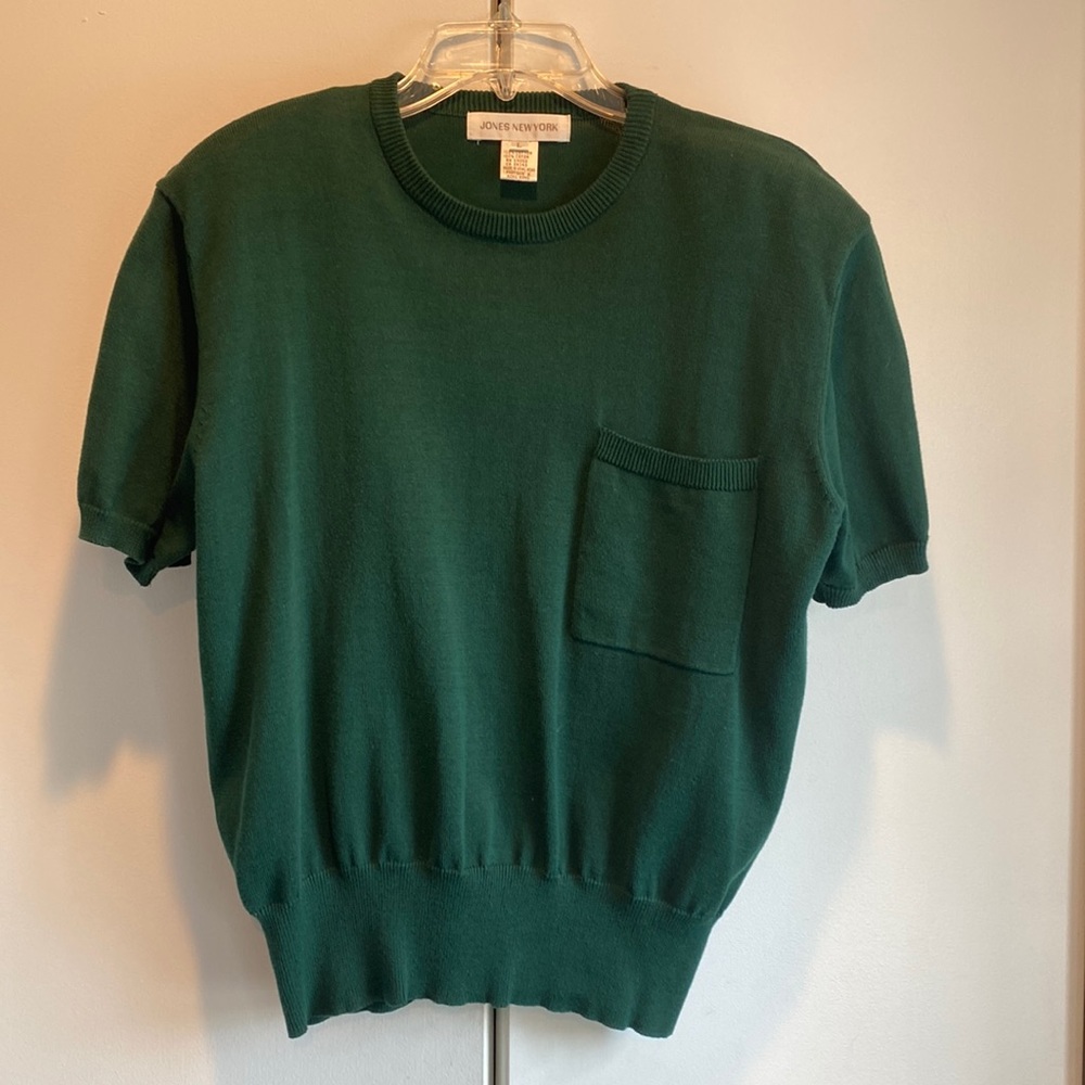 Jones New York Forest Green Short Sleeve Cotton Sweater size L